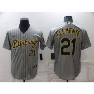 6863a7643526d_1 Men's Pittsburgh Pirates #21 Roberto Clemente Dark Grey Cool Base Stitched Jersey