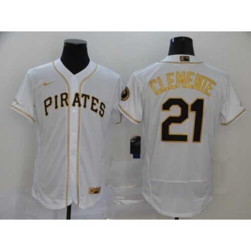 6863a7740c8e6_1 Men's Pittsburgh Pirates #21 Roberto Clemente White Golden Flex Base Stitched MLB Jersey