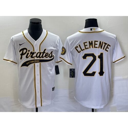 6863a7780b0c6_1 Men's Pittsburgh Pirates #21 Roberto Clemente White Cool Base Stitched Baseball Jersey