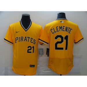 6863a780508fc_1 Men's Pittsburgh Pirates #21 Roberto Clemente Yellow Flex Base Stitched MLB Jersey