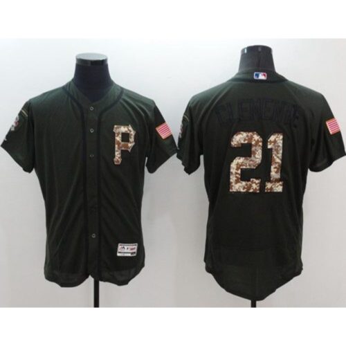 6863a7ac4bdda_1 Pirates #21 Roberto Clemente Green Flexbase Authentic Collection Salute to Service Stitched MLB Jersey