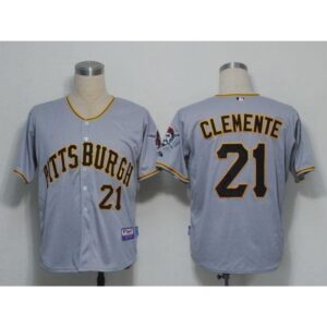 6863a7b44cb0d_1 Pirates #21 Roberto Clemente Grey Cool Base Stitched MLB Jersey