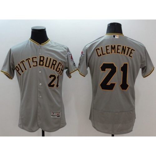 6863a7b7da2ea_1 Pirates #21 Roberto Clemente Grey Flexbase Authentic Collection Stitched MLB Jersey