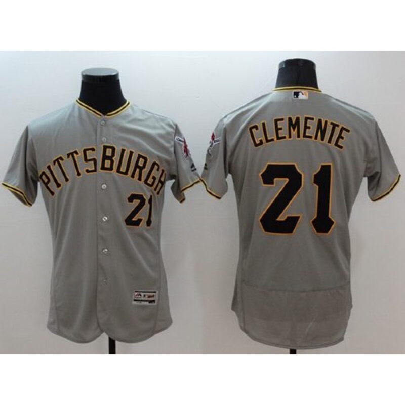 6863a7b7da2ea_1 Pirates #21 Roberto Clemente Grey Flexbase Authentic Collection Stitched MLB Jersey