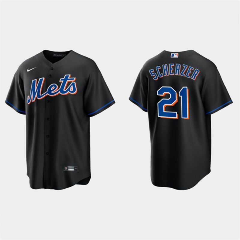 6863a822a5d33_1 Men's New York Mets #21 Max Scherzer Black Cool Base Stitched Baseball Jersey