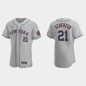 6863a82adbc71_1 Men's New York Mets #21 Max Scherzer Grey Flex Base Stitched Jersey