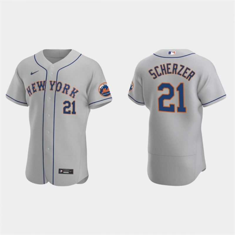 6863a82adbc71_1 Men's New York Mets #21 Max Scherzer Grey Flex Base Stitched Jersey
