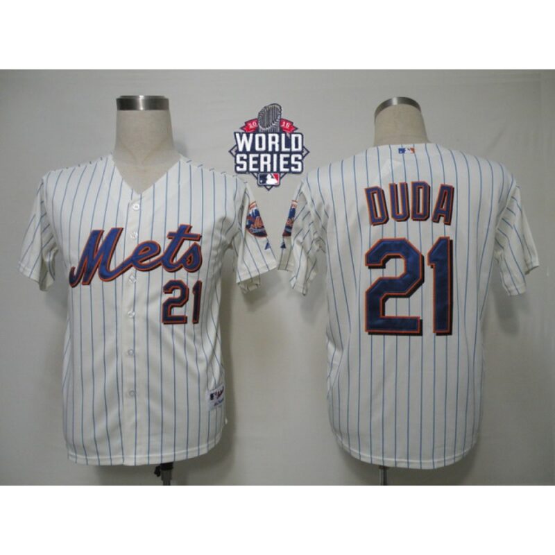 6863a8593ea53_1 Mets #21 Lucas Duda Cream Blue Strip Alternate Cool Base W/2015 World Series Patch Stitched MLB Jersey