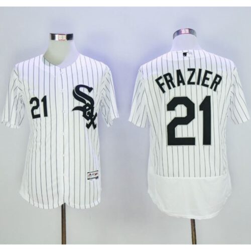 6863a8ac87fe9_1 White Sox #21 Todd Frazier White(Black Strip) Flexbase Authentic Collection Stitched MLB Jersey