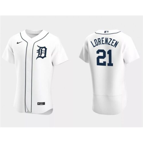 6863a8bbf3391_1 Men's Detroit Tigers #21 Michael Lorenzen White Flex Base Stitched Jersey