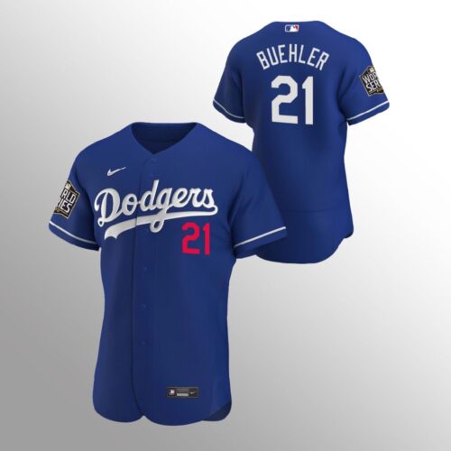 6863a8d766d06_1 Men's Los Angeles Dodgers #21 Walker Buehler Blue 2020 World Series Bound stitched Jersey