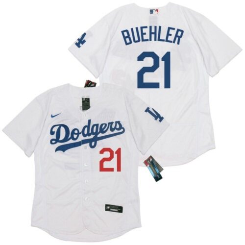 6863a8fe54926_1 Men's Los Angeles Dodgers #21 Walker Buehler White Cool Base Stitched Jersey