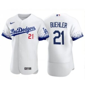 6863a9021143f_1 Men's Los Angeles Dodgers #21 Walker Buehler 2021 White City Connect Flex Base Stitched Baseball Jersey