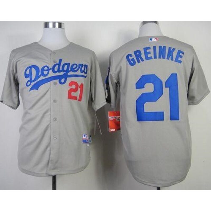 6863a92d05fbf_1 Dodgers #21 Zack Greinke Grey Cool Base Stitched MLB Jersey