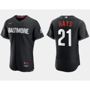 6863a9897bc01_1 Men's Baltimore Orioles #21 Austin Hays Black 2023 City Connect Flex Base Stitched Baseball Jersey