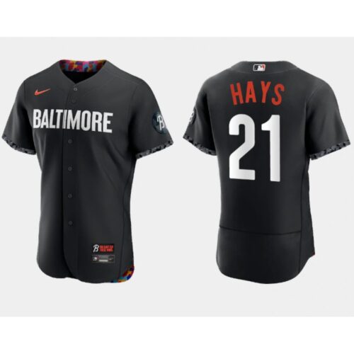 6863a9897bc01_1 Men's Baltimore Orioles #21 Austin Hays Black 2023 City Connect Flex Base Stitched Baseball Jersey