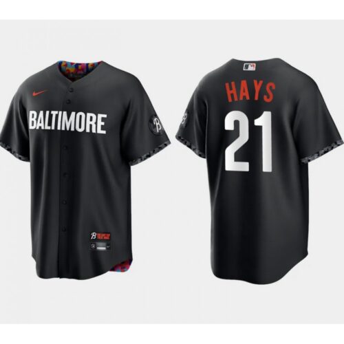 6863a98d2fb47_1 Men's Baltimore Orioles #21 Austin Hays Black 2023 City Connect Cool Base Stitched Baseball Jersey