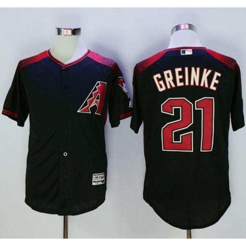 6863a99893c16_1 Diamondbacks #21 Zack Greinke Black/Brick New Cool Base Stitched MLB Jersey