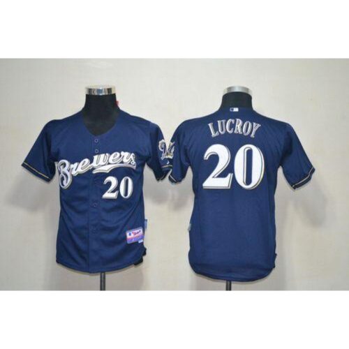6863aa2de40e7_1 Brewers #20 Jonathan Lucroy Blue Cool Base Stitched Youth MLB Jersey