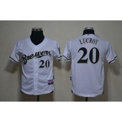 6863aa34591c0_1 Brewers #20 Jonathan Lucroy White Cool Base Stitched Youth MLB Jersey