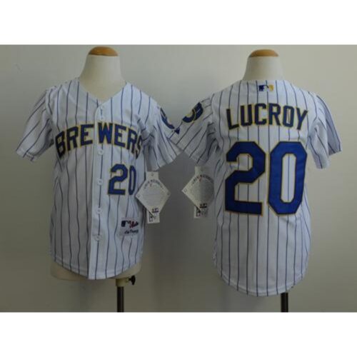 6863aa377c915_1 Brewers #20 Jonathan Lucroy White(blue stripe) Cool Base Stitched Youth MLB Jersey