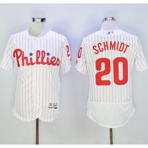 6863aa87256a9_1 Phillies #20 Mike Schmidt White(Red Strip) Flexbase Authentic Collection Stitched MLB Jersey