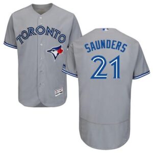 6863aaf9ec4d0_1 Blue Jays #21 Michael Saunders Grey Flexbase Authentic Collection Stitched MLB Jersey