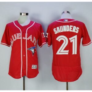 6863aafd654b1_1 Blue Jays #21 Michael Saunders Red Flexbase Authentic Collection Canada Day Stitched MLB Jersey