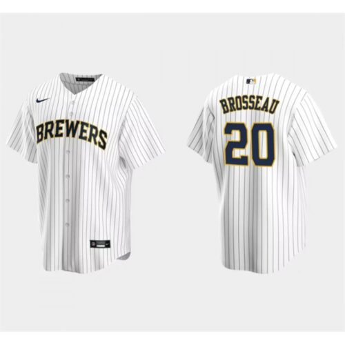 6863ab1ae5085_1 Men's Milwaukee Brewers #20 Mike Brosseau White Cool Base Stitched Jersey