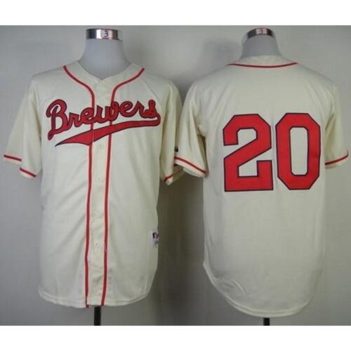 6863ab29aa49f_1 Brewers #20 Jonathan Lucroy Cream 1948 Turn Back The Clock Stitched MLB Jersey