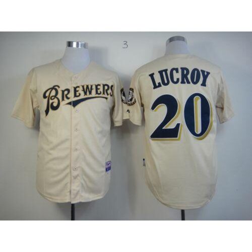 6863ab2d45294_1 Brewers #20 Jonathan Lucroy Cream YOUNinorm Cool Base Stitched MLB Jersey