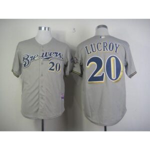 6863ab38023bc_1 Brewers #20 Jonathan Lucroy Grey Cool Base Stitched MLB Jersey