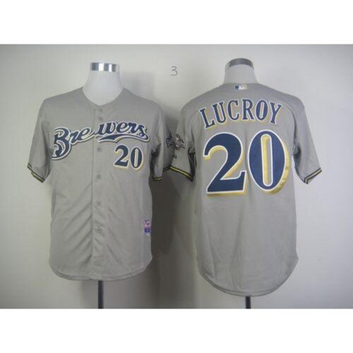 6863ab38023bc_1 Brewers #20 Jonathan Lucroy Grey Cool Base Stitched MLB Jersey