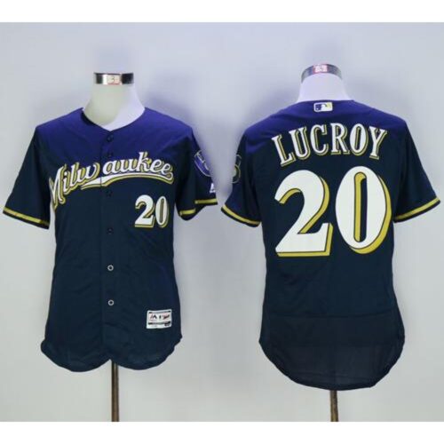 6863ab3b7a6c3_1 Brewers #20 Jonathan Lucroy Navy Blue Flexbase Authentic Collection Stitched MLB Jersey