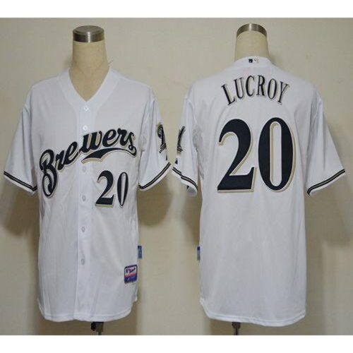 6863ab45e7c43_1 Brewers #20 Jonathan Lucroy White Cool Base Stitched MLB Jersey