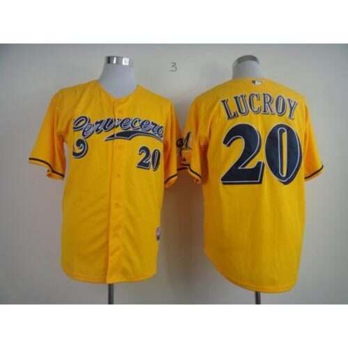6863ab4d1e714_1 Brewers #20 Jonathan Lucroy Yellow Cerveceros Cool Base Stitched MLB Jersey