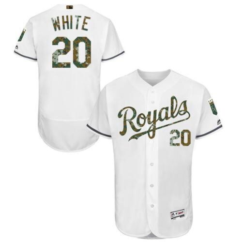 6863abb48d79e_1 Royals #20 Frank White White Flexbase Authentic Collection 2016 Memorial Day Stitched MLB Jersey