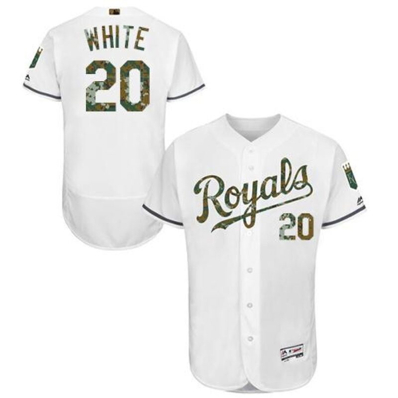 6863abb48d79e_1 Royals #20 Frank White White Flexbase Authentic Collection 2016 Memorial Day Stitched MLB Jersey