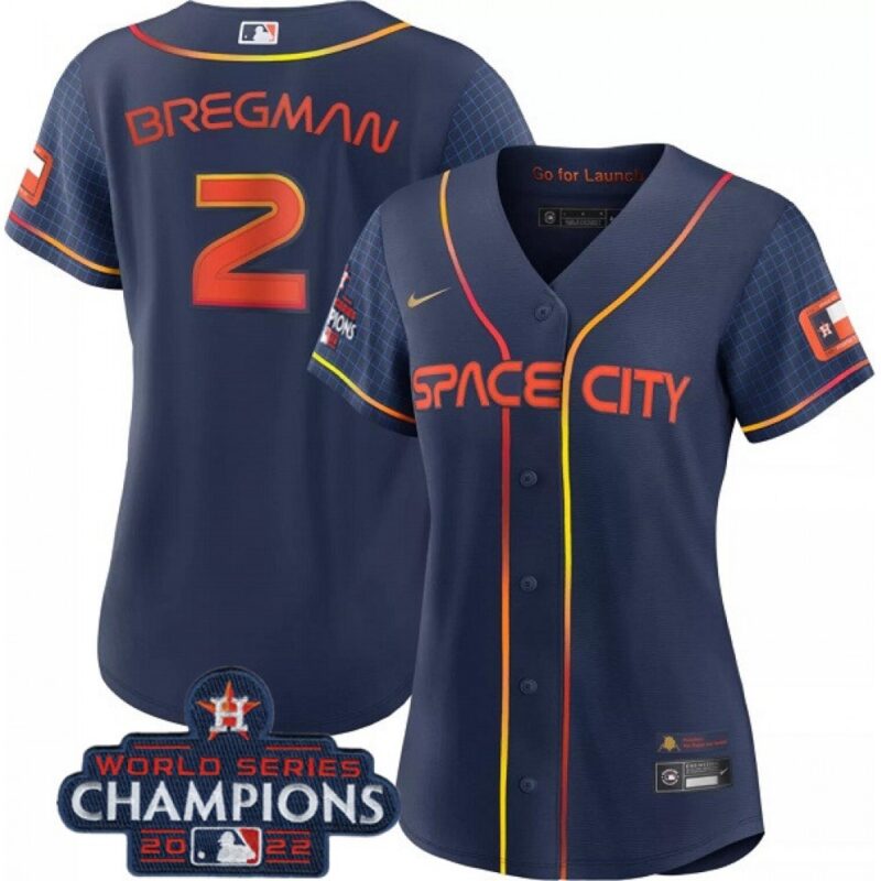 6863acb3d4bfc_1 Women's Houston Astros #2 Alex Bregman Navy 2022 World Series Champions City Connect Stitched Baseball Jersey(Run Small)