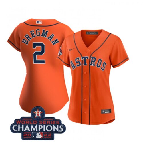 6863acbc6b996_1 Women's Houston Astros #2 Alex Bregman Orange 2022 World Series Champions Cool Base Stitched Baseball Jersey(Run Small)
