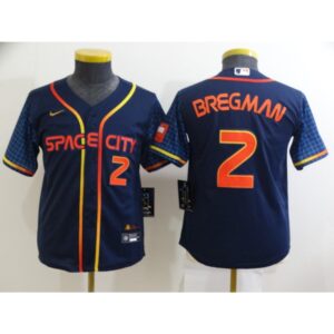 6863ace2487c0_1 Youth Houston Astros #2 Alex Bregman 2022 Navy City Connect Stitched Jersey