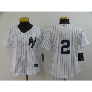 6863ad47e2c3a_1 Women's New York Yankees #2 Derek Jeter White Cool Base Stitched Jersey(Run Small)