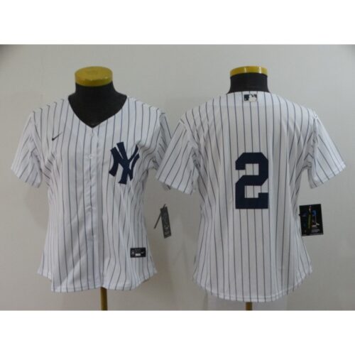 6863ad47e2c3a_1 Women's New York Yankees #2 Derek Jeter White Cool Base Stitched Jersey(Run Small)