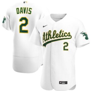6863ad605006c_1 Men's Oakland Athletics #2 Khris Davis White Flex Base MLB Stitched Jersey