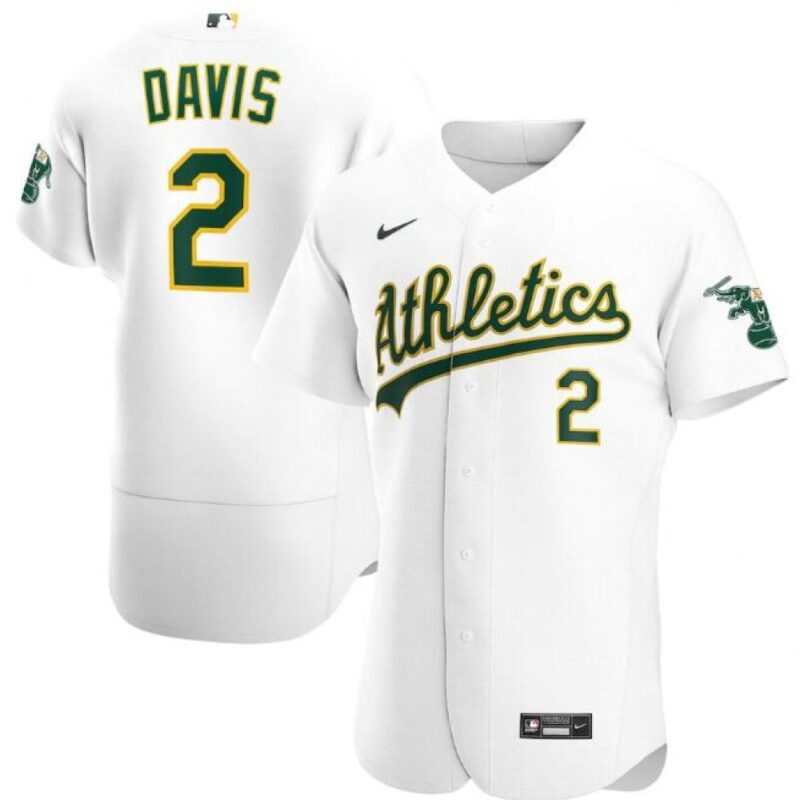 6863ad605006c_1 Men's Oakland Athletics #2 Khris Davis White Flex Base MLB Stitched Jersey