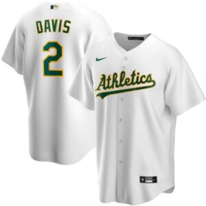 6863ad63c1b49_1 Men's Oakland Athletics #2 Khris Davis White Cool Base Stitched Jersey