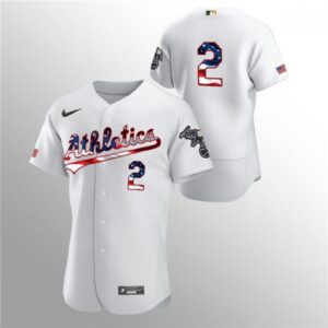 6863ad67512e5_1 Men's Oakland Athletics #2 Khris Davis White 2020 Stars & Stripes Flex Base Stitched Jersey