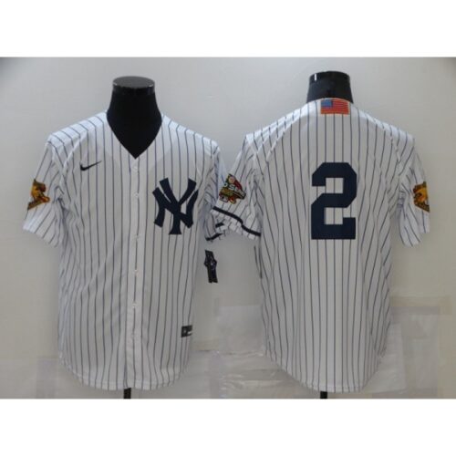 6863ade0886cd_1 Men's New York Yankees #2 Derek Jeter White Strip World Series Cool Base Stitched Baseball Jersey