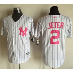 6863ae1ebde1a_1 Yankees #2 Derek Jeter White Strip New Cool Base 2016 Mother's Day Stitched MLB Jersey