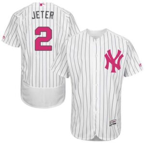 6863ae452daeb_1 Yankees #2 Derek Jeter White Strip Flexbase Authentic Collection 2016 Mother's Day Stitched MLB Jersey
